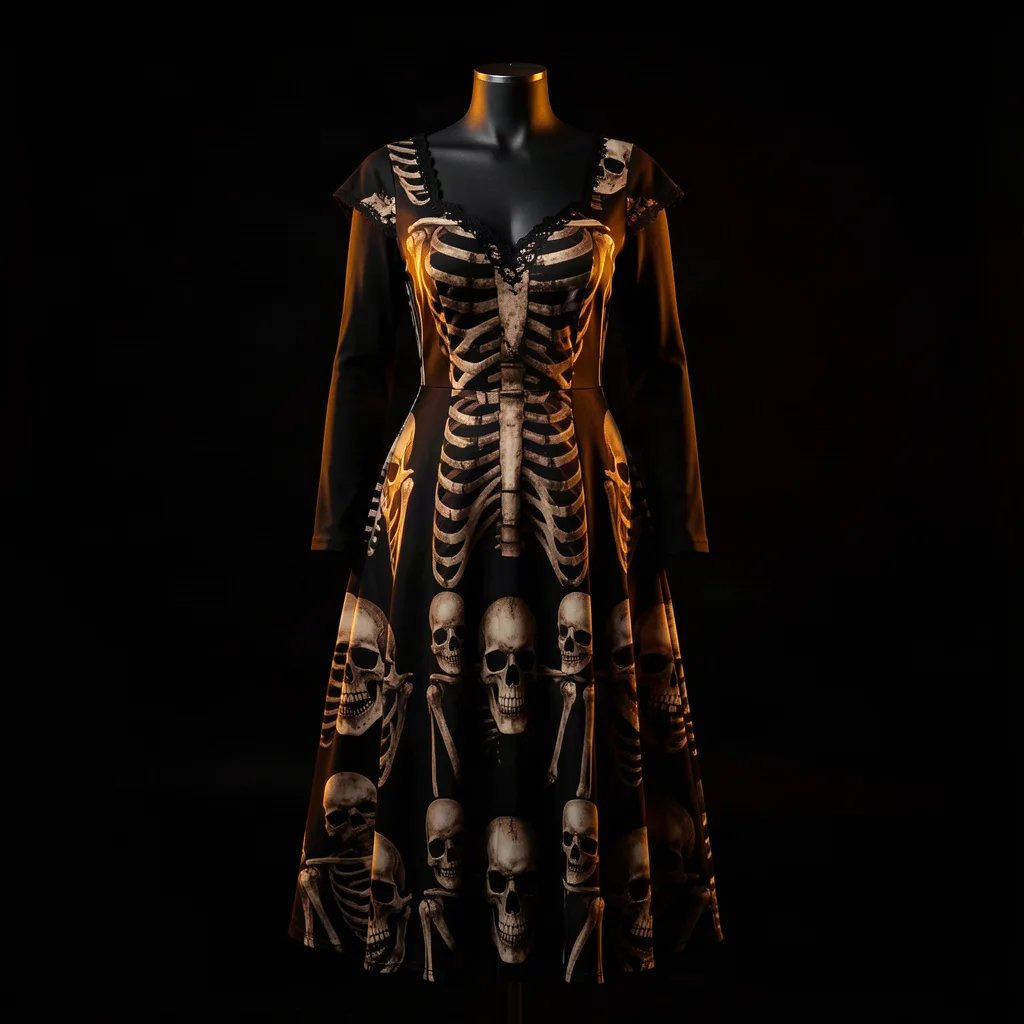 Gothic Skull Print Dress